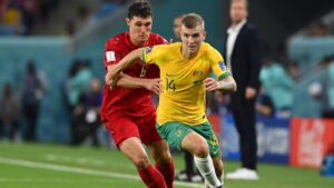 Australia qualify for World Cup knockouts for second time, as Denmark exit